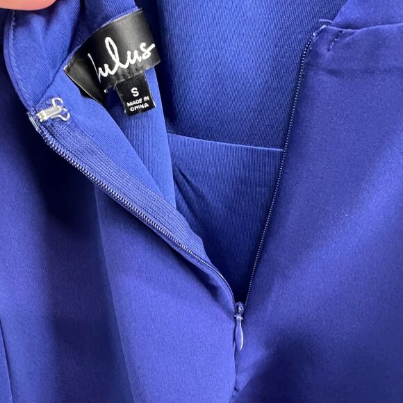 Lulus Play On Curves Dress Women S Blue Backless Fit Flare Skater Feminine Party - Picture 10 of 14